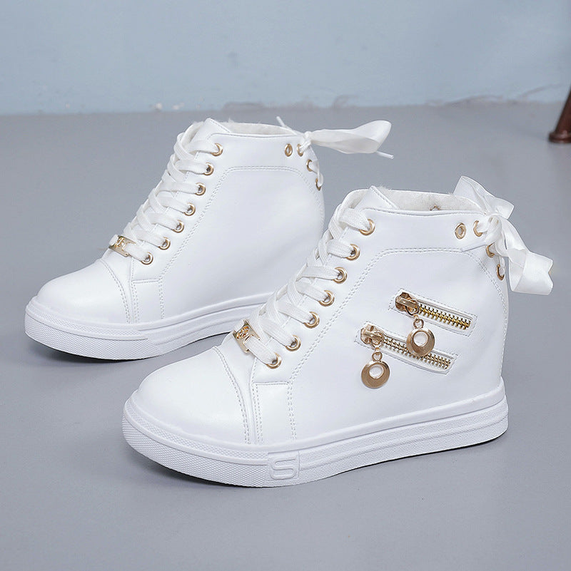kamames Autumn And Winter New Style Heightened Women's Shoes Korean Version Of Small White Shoes Female Students Single Shoes Leisure Sports Shoes All Kinds Of Short Boots