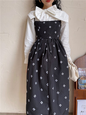 kamames Embroidered Floral Black Long Spaghetti Strap Dress Women A Line Ladies Midi Cami Dress Korean Fashion Clothing