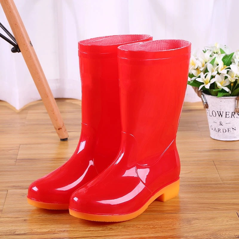 kamames Rain Boots Women Non-slip Rain Boots Waterproof Shoes Overshoes Water Boots Fashion Plus Velvet Warm Women Work Shoes