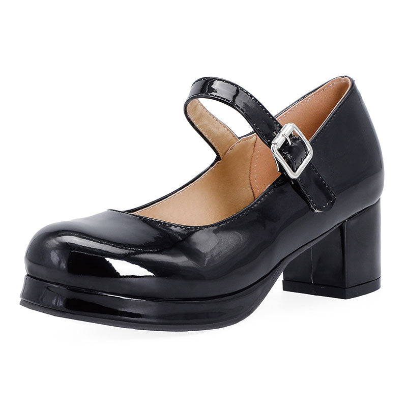 kamames Sgesvier 2021 Spring Women Buckle Comfortable Platform Thick High Heel Pumps Fashion Sweet Dress Shoes Yellow White Red Size 48