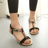 kamames Sandals Women's 2024 Summer Korean Version Of The New Flat-Bottomed Water Drill Sandals Pregnant Shoes Student Shoes Sandals
