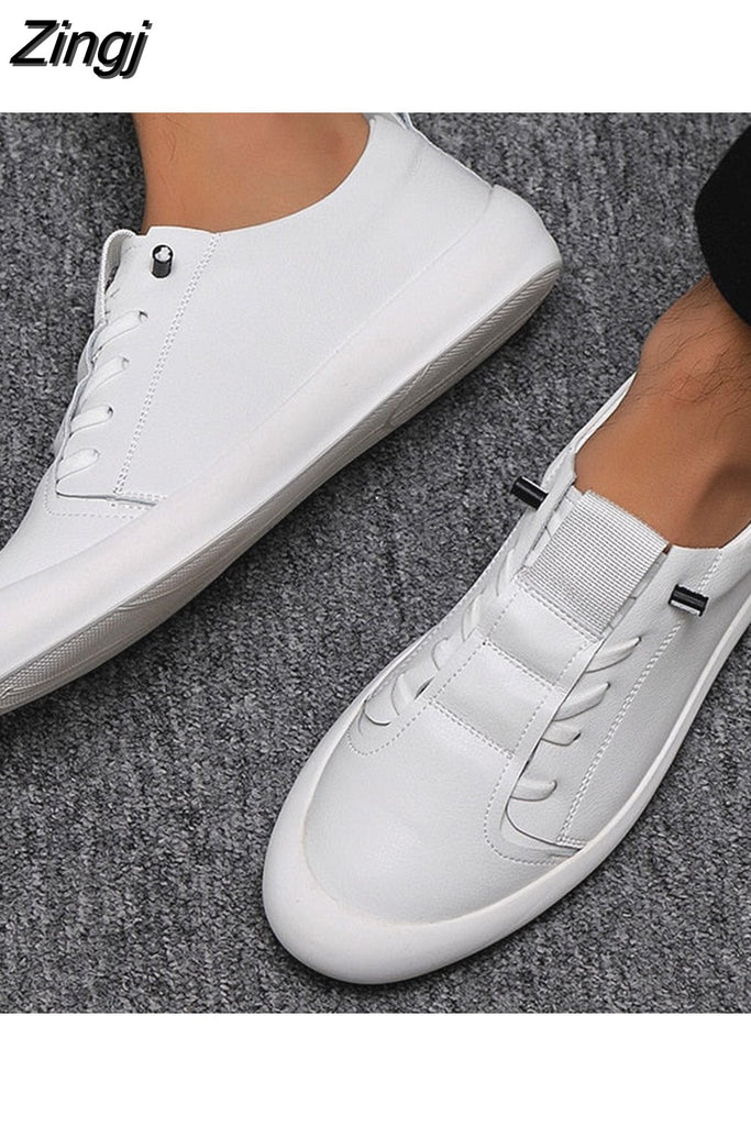 kamames Genuine Leather Shoes Men Sneakers Casual Male Footwear Fashion Brand White Shoes Mens Cow Leather White Sneakers 430-0