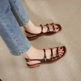 kamames retro one word buckle strap Roman sandals women's2022summer new square head all-match thin flat shoes designer sandals