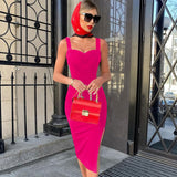 kamames Dress 2022 Summer New Women's Royal Blue Bodycon Dress Elegant Sexy Black Pink Evening Party Club Dress High Quality New