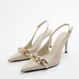 kamames High-Heeled Pointed Shoes Women's Summer 2024 New French Evening Silver Baotou Sandals With Skirt Shoes
