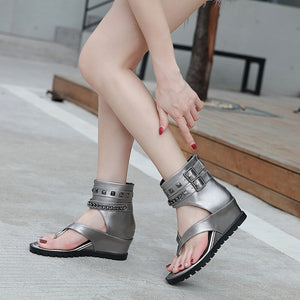 kamames Heel Sandals Women's Summer Chain Roman Toe Sandals Women's Fashionable Casual Shoes
