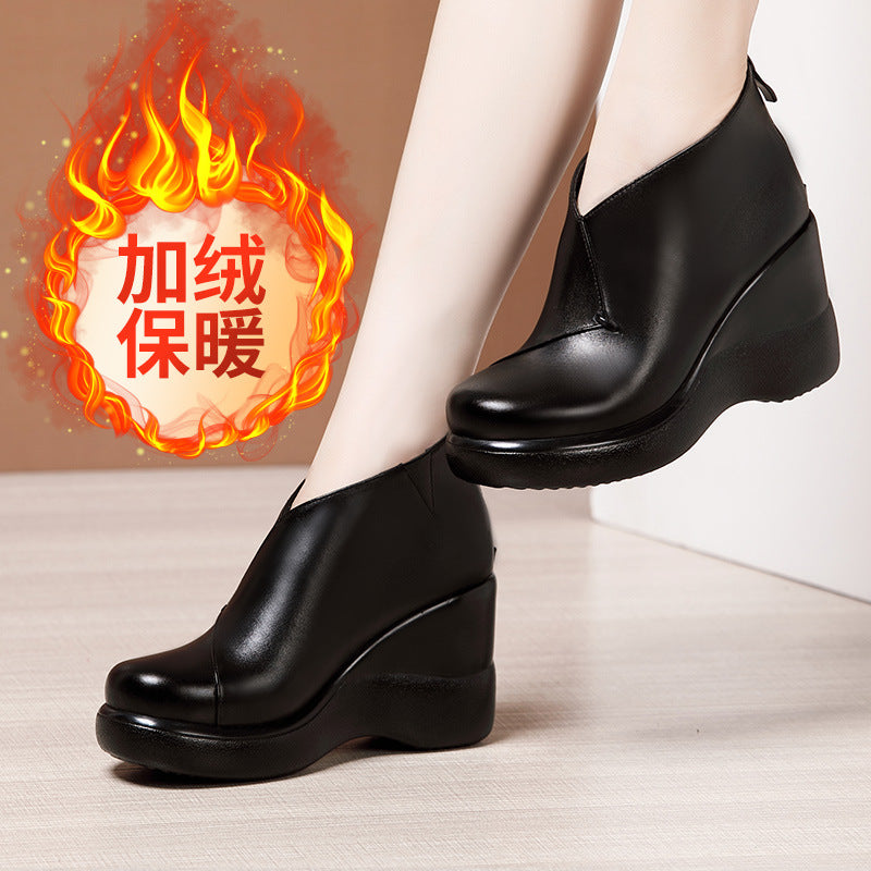 kamames Head Slope With Martin Shoes 2023 Autumn And Winter New Muffin Thick-Soled Waterproof Platform Velvet Thicker Large Size Short Boots