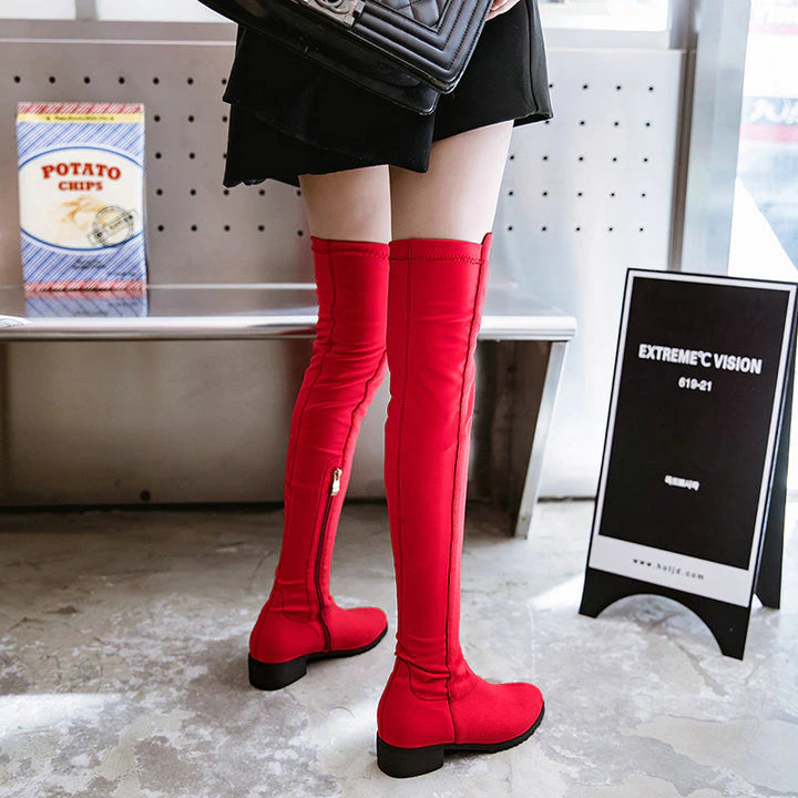 kamames High Flat Boots Women Over the Knee Boots comfy Autumn Winter Faux Suede Zipper Boots Fashion Shoes Woman 2018 Black