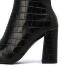 kamames Fashion Knee High Boots Autumn Winter Women Pu Leather Square High Heel Western Boots Pointed Toe Zipper Woman Shoes White