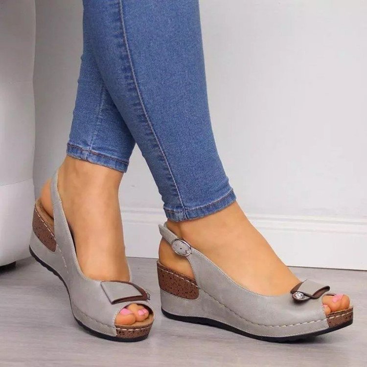 kamames Sales 2023 New Fish Mouth Women's Sandals Clasp Slope Heel Women's Shoes Large Size Women's Shoes