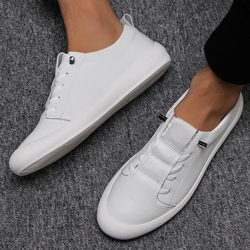 kamames Genuine Leather Shoes Men Sneakers Casual Male Footwear Fashion Brand White Shoes Mens Cow Leather White Sneakers 1028-1