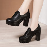 kamames Head Deep Mouth Single Shoes 2023 Autumn And Winter New Waterproof Table Thick Heels Thickened Large Muffin Women's Shoes