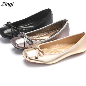 kamames Flats Women Shoes Casual Women Flats Soft Elegant Ladies Boat Shoes Slip-on Woman Ballet Flats Black Gold Grey A1375