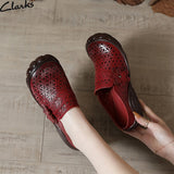 kamames Head Layer Cowhide Leisure Women's Shoes Ethnic Wind Leather Flowers Breathable Women's Sandals Large Size Comfortable Soft Sole Slippers