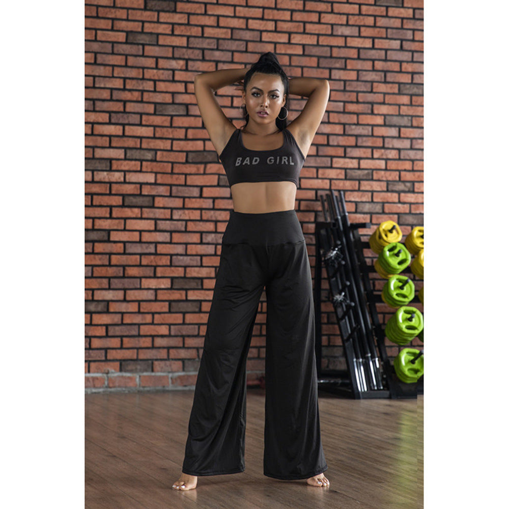 kamames Cross-Border Hot Solid Color Slim Fit Wide Leg Yoga Trousers Fitness Pants Women's Autumn and Winter Sports Trousers Loose Flared Pants