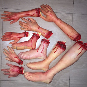 kamames Scary Fake Hand Finger Leg Foot Horror Props Bloody Hand Haunted House Party Decoration Halloween Accessories