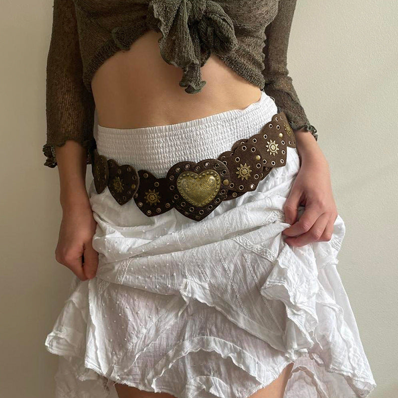 kamames Design Love Buckle Corns Can Adjust Leather Belt 2023 New Summer Waist Accessories