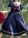 kamames Sweet Lolita Style Women Dress Fashion Cute Bow Puff Sleeve Cosplay Patchwork Dresses Kawaii Girl Y2k Robe Vestido