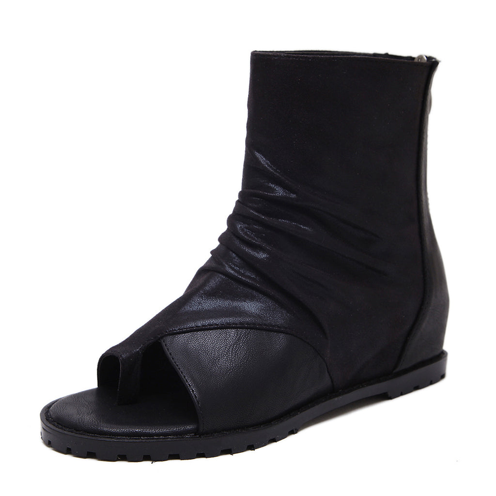 kamames Sandals Women's Summer Style Heightened Black Set Toe Women's High-Top Women's Shoes Roman Shoes