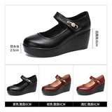 kamames Heel Soft Sole Single Shoes Women's 2023 Autumn New Muffin Thick Bottom Waterproof Platform Various Sizes Medium Heel Mother's Shoes