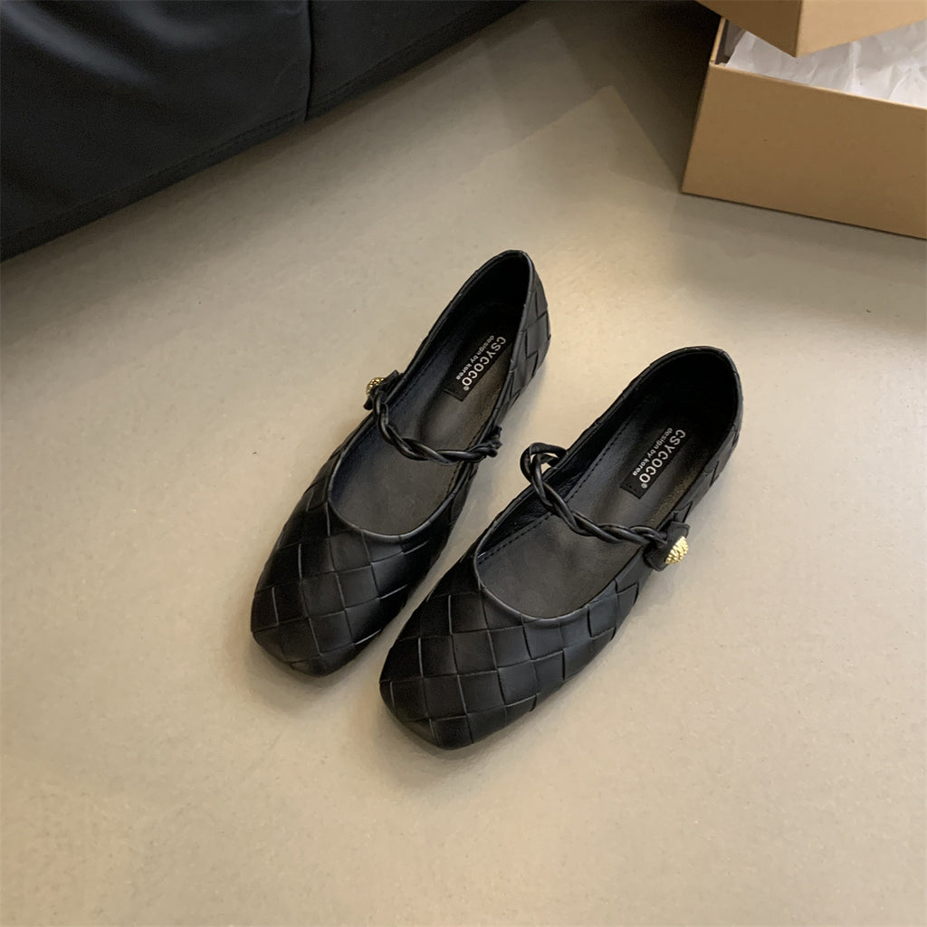 kamames Round Head Shallow Mouth Single Shoes 2024 Autumn New Korean Version Of Retro Gentle Fairy Soft Flat Mary Jane Shoes