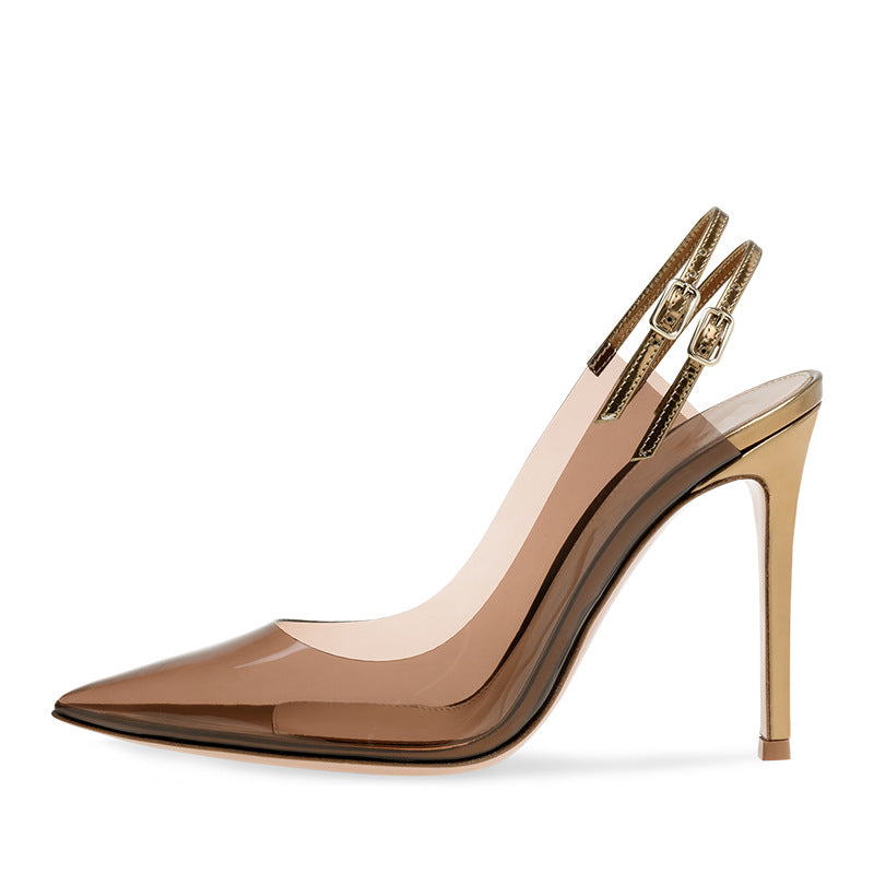 kamames Fashion Women's Shoes Are Now Made Into Sexy Pointed Transparent PVC High-Heeled Shoes.
