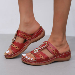 kamames Drill Exclamation Mark Slippers Women's Shoes Large Size Casual Pedaling Sewing Thread Slope Striped Sandals