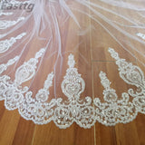kamames Real picture White Ivory 3.5m cathedral Long Wedding Veil Sparkling Crystal Bridal Veil Lace Wedding Accessories Metal Comb