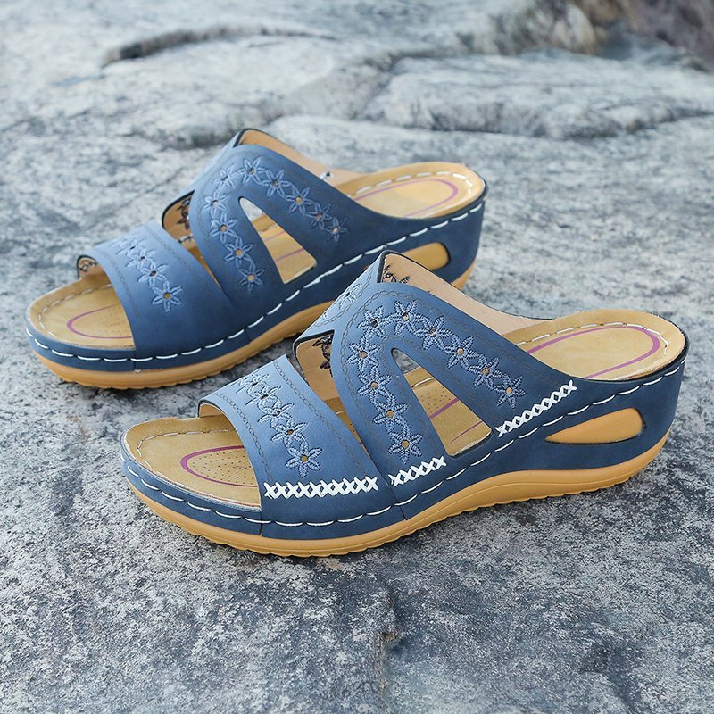 kamames Heel Slippers Women's Shoes 2023 Spring And Summer New Fish Mouth Thick Soles Large Size Hollowed-Out Sandals Popular Style