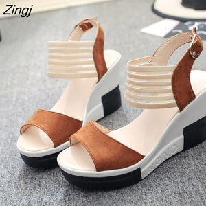 kamames Fashion Wedge Women Shoes Casual Belt Buckle High Heel Shoes Fish Mouth Sandals 2023 Luxury Sandal Women Buty Damskie
