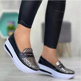 kamames fashion round toe low top wedge platform sneakers comfort Non slip women loafers plus size 43 flat casual shoes of women