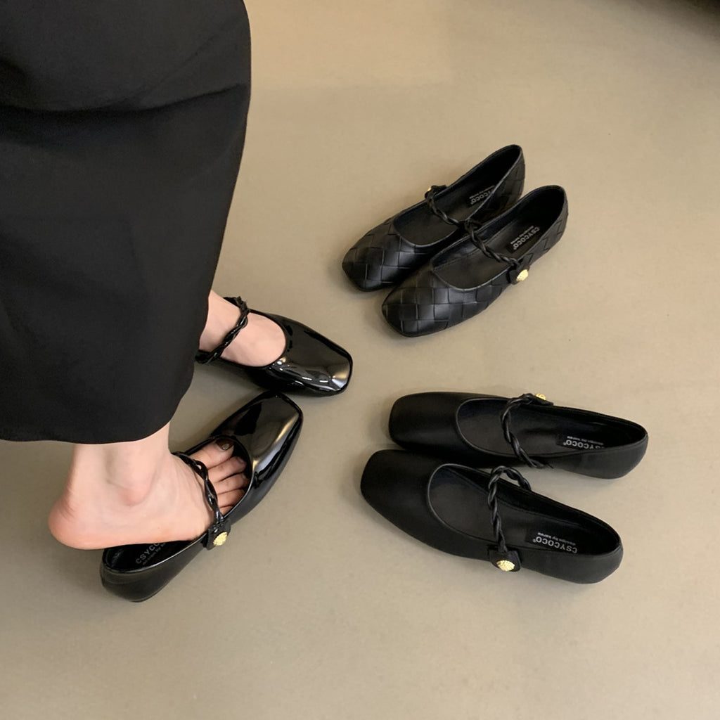 kamames Round Head Shallow Mouth Single Shoes 2024 Autumn New Korean Version Of Retro Gentle Fairy Soft Flat Mary Jane Shoes