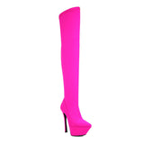 kamames Sexy Stiletto Women's Boots Stetch Fabric Platform Super High Heel Thigh Boots Pointed Toe Autumn Winter Lady Shoes