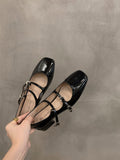 kamames Red Mary Jane Shoes For Women's Shoes 2023 New Summer French Evening Black Spring And Autumn Single Shoes