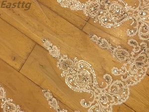 kamames Real picture White Ivory 3.5m cathedral Long Wedding Veil Sparkling Crystal Bridal Veil Lace Wedding Accessories Metal Comb