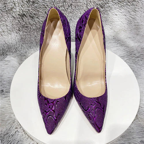 kamames Purple Pumps Women Sexy Ladies 12cm Stiletto Super High Heels Ladies Pointed Toe Slip On Party Shoes YG068