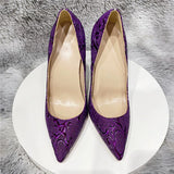 kamames Purple Pumps Women Sexy Ladies 12cm Stiletto Super High Heels Ladies Pointed Toe Slip On Party Shoes YG068