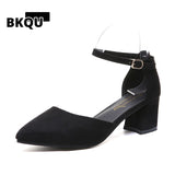kamames Pumps for Women Buckle Ankle Strap Red Bottom Heels Woman Leather Party Office Dress Shoes Plus Size