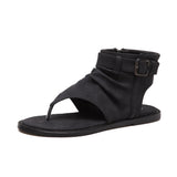 kamames Heel Sandals Women's Large Size 2024 New Ethnic Style Students' Summer Sandals Gao Bang Roman Shoes