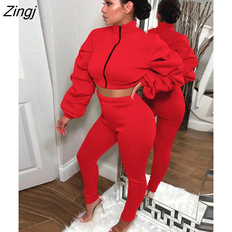 kamames Fall Winter Black 2 Two Piece Sets Tracksuit Womens Outfits 2022 Long Sleeve Tops And Pants Sets Female Matching Sets