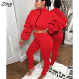 kamames Fall Winter Black 2 Two Piece Sets Tracksuit Womens Outfits 2022 Long Sleeve Tops And Pants Sets Female Matching Sets