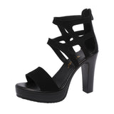 kamames Sandals Women's 2023 Summer High Heels Open-Toed Thick Heels Waterproof Platform Large Size 41-43 Catwalk Catwalk Shoes