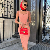 kamames Dress 2022 Summer New Women's Royal Blue Bodycon Dress Elegant Sexy Black Pink Evening Party Club Dress High Quality New