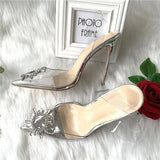 kamames PVC pointed toe 12cm high heel Slingback high-heeled shoes women's shoes party wedding 10cm 8cm SJ020 ROVICIYA