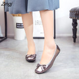 kamames Flats Women Shoes Casual Women Flats Soft Elegant Ladies Boat Shoes Slip-on Woman Ballet Flats Black Gold Grey A1375
