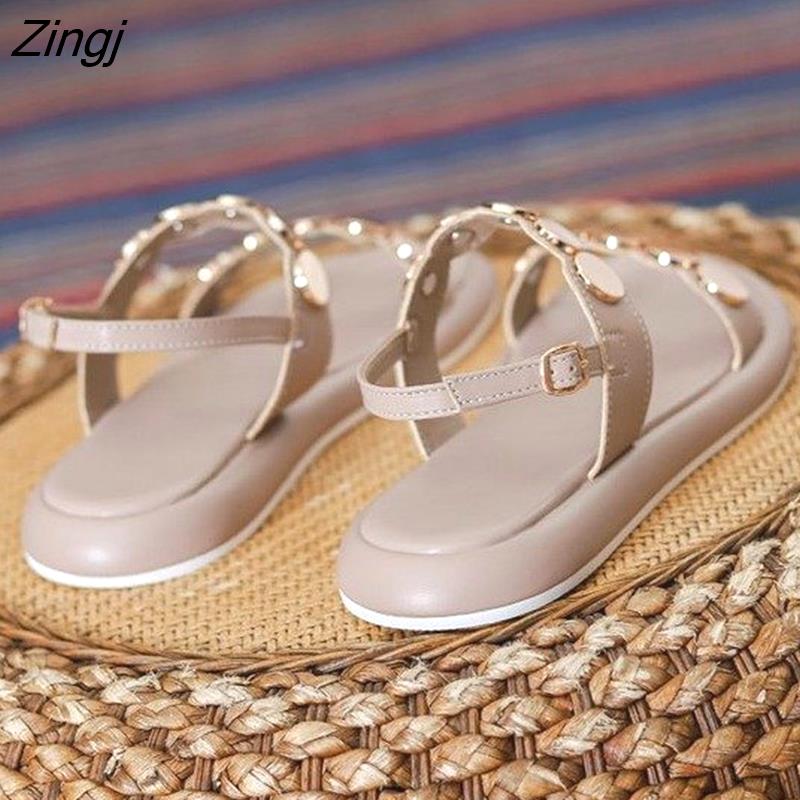 kamames Fashion Sandals Ladies Sandals Summer 2023 Solid Color Sole Heel Flat Ladies Shoes and Sandals Ladies Plus Size Sandals