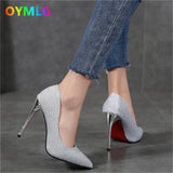 kamames heels female 2021 autumn new sexy sequined rhinestone gold silver wedding shoes stiletto pointed shoes