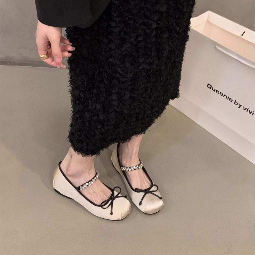 kamames Heightened Pink Ballet Shoes Women's Shoes 2024 New French Spring And Autumn Mary Jane Gentle Evening Shoes