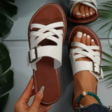 kamames Summer New Women's Sandals Slippers Flat-Soled Roman Lace-Up Sandals Non-Slip Rubber Soles Fashion Women's Shoes