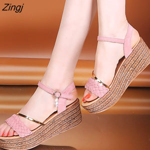 kamames Heels Women Summer Shoes Wedges Bohemian Women Sandals Flat Platforms Diamond Beach Sandles Open Toe Women Shoes